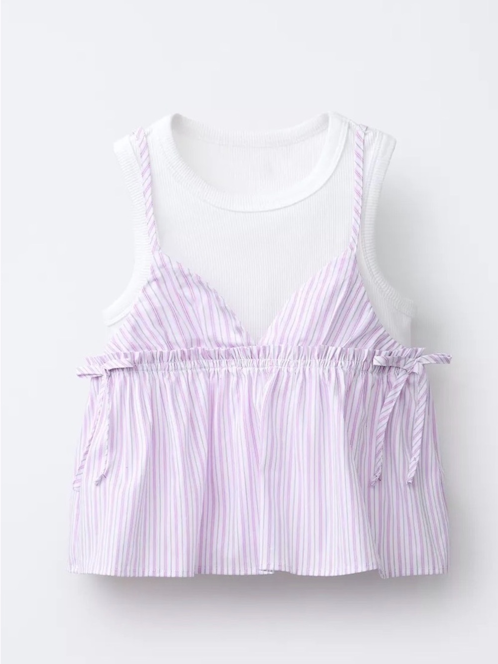 Zara Lavender and White Layered Stripe Tank Top